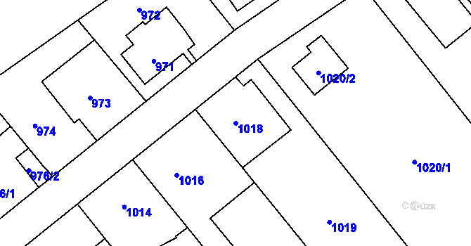 Parcela st. 1018 v KÚ Radotín, Katastrální mapa