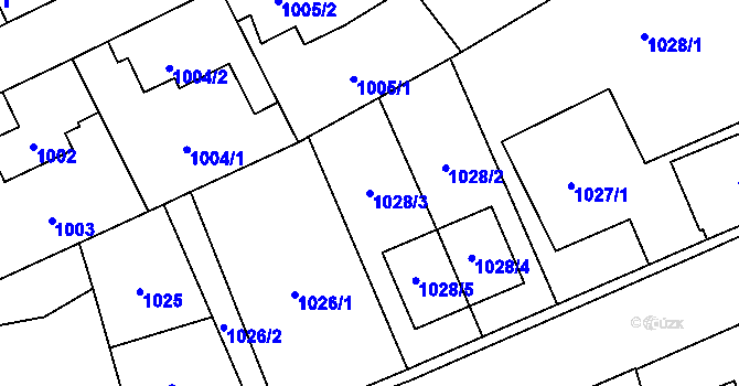 Parcela st. 1028/3 v KÚ Radotín, Katastrální mapa