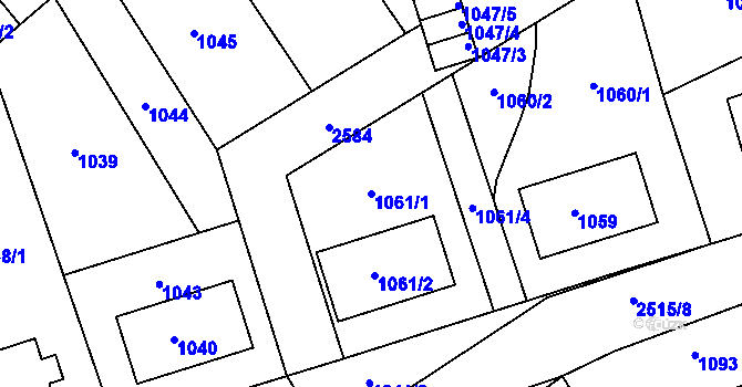 Parcela st. 1061/1 v KÚ Radotín, Katastrální mapa