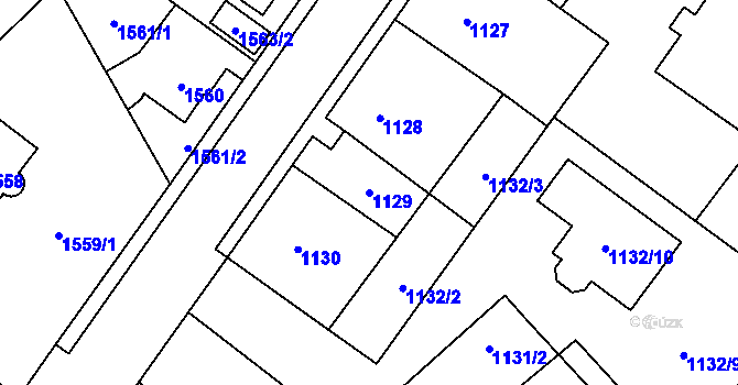 Parcela st. 1129 v KÚ Radotín, Katastrální mapa
