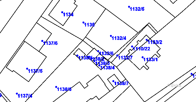 Parcela st. 1132/6 v KÚ Radotín, Katastrální mapa