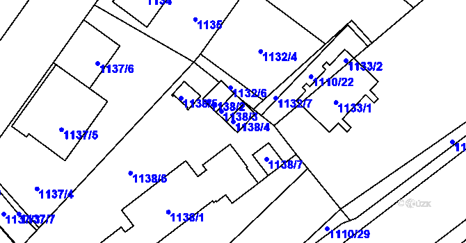 Parcela st. 1138/4 v KÚ Radotín, Katastrální mapa