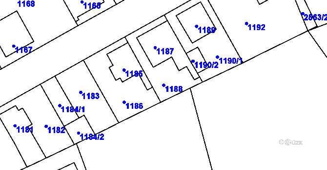 Parcela st. 1188 v KÚ Radotín, Katastrální mapa
