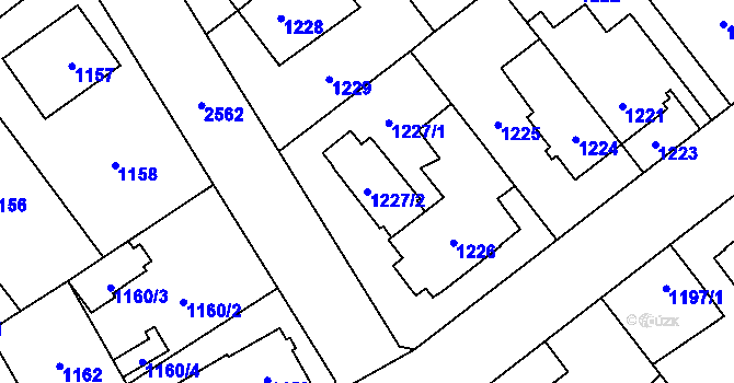 Parcela st. 1227/2 v KÚ Radotín, Katastrální mapa