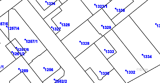 Parcela st. 1328 v KÚ Radotín, Katastrální mapa