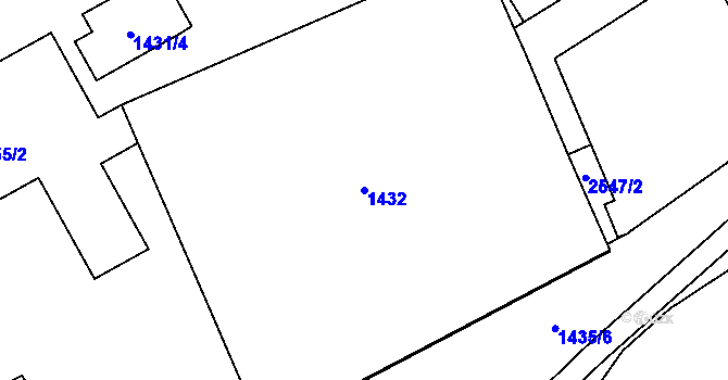 Parcela st. 1432 v KÚ Radotín, Katastrální mapa