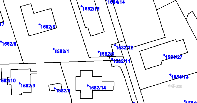 Parcela st. 1582/6 v KÚ Radotín, Katastrální mapa