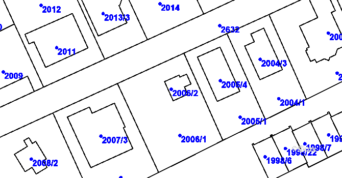 Parcela st. 2006/2 v KÚ Radotín, Katastrální mapa