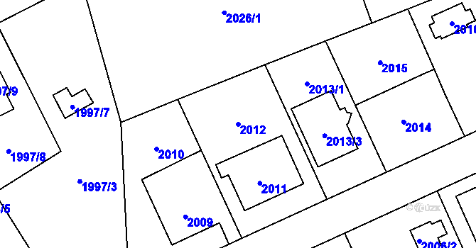 Parcela st. 2012 v KÚ Radotín, Katastrální mapa