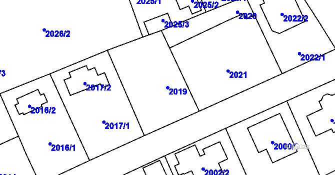 Parcela st. 2019 v KÚ Radotín, Katastrální mapa