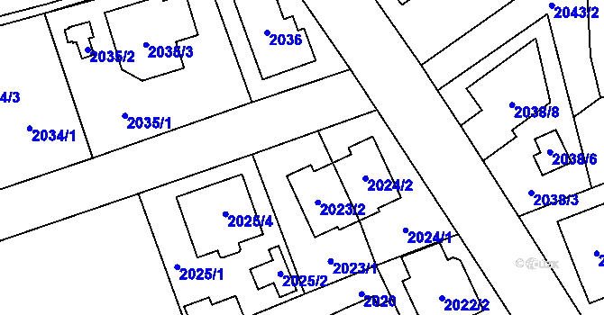 Parcela st. 2023 v KÚ Radotín, Katastrální mapa