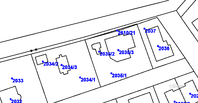 Parcela st. 2035/2 v KÚ Radotín, Katastrální mapa