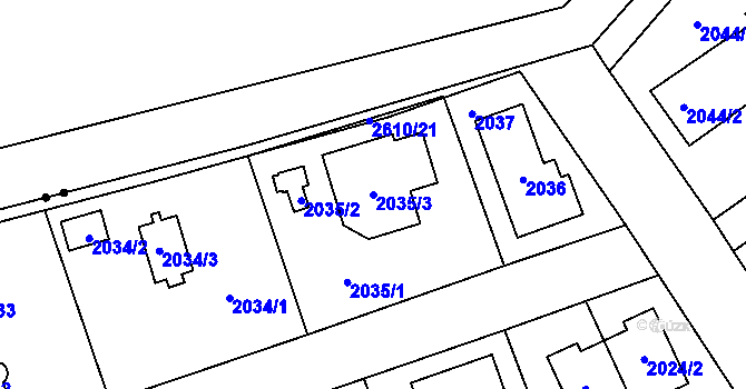 Parcela st. 2035/3 v KÚ Radotín, Katastrální mapa
