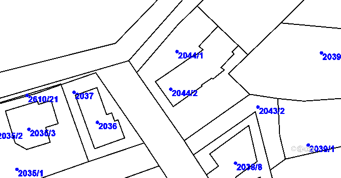 Parcela st. 2044/2 v KÚ Radotín, Katastrální mapa