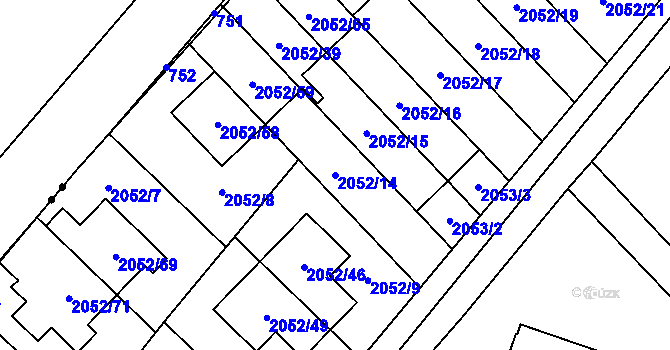 Parcela st. 2052/14 v KÚ Radotín, Katastrální mapa
