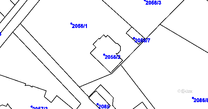 Parcela st. 2056/2 v KÚ Radotín, Katastrální mapa