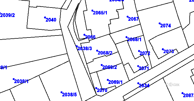 Parcela st. 2068/2 v KÚ Radotín, Katastrální mapa