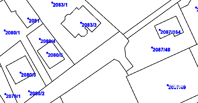 Parcela st. 2083/2 v KÚ Radotín, Katastrální mapa