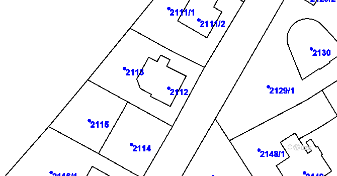 Parcela st. 2112 v KÚ Radotín, Katastrální mapa