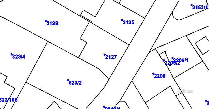Parcela st. 2127 v KÚ Radotín, Katastrální mapa