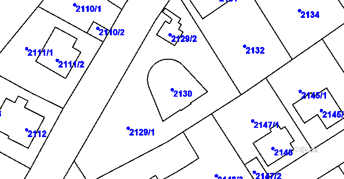 Parcela st. 2130 v KÚ Radotín, Katastrální mapa