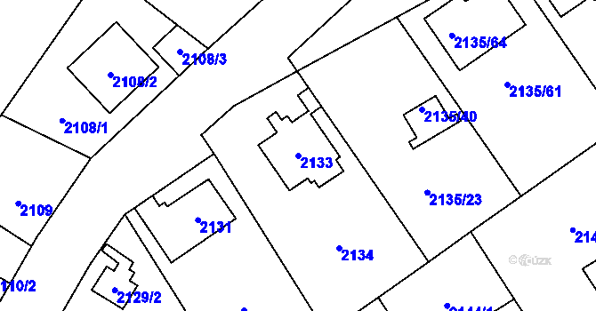 Parcela st. 2133 v KÚ Radotín, Katastrální mapa