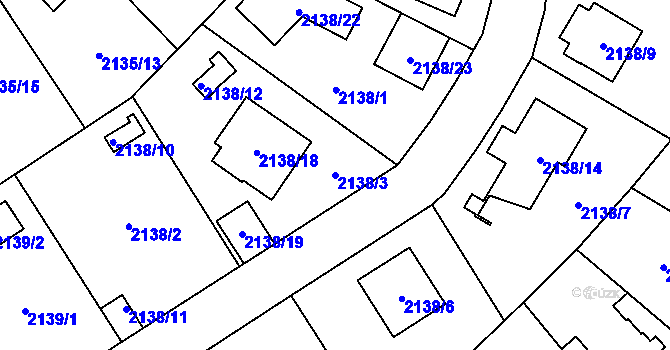 Parcela st. 2138/3 v KÚ Radotín, Katastrální mapa