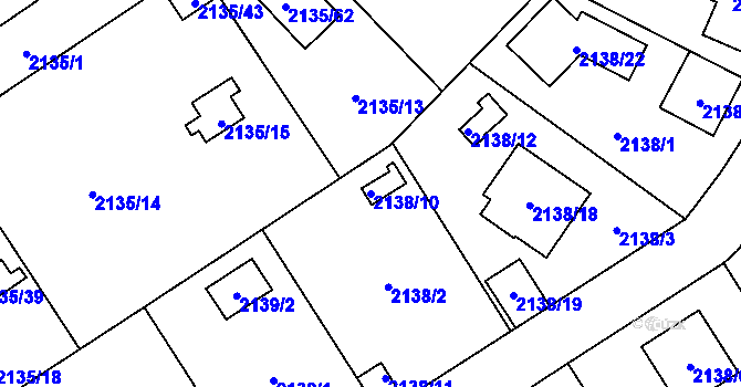 Parcela st. 2138/10 v KÚ Radotín, Katastrální mapa