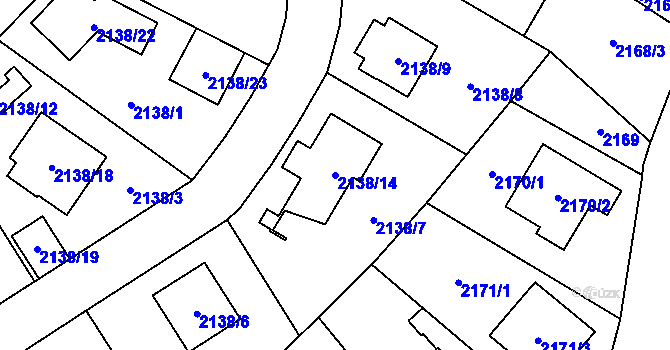 Parcela st. 2138/14 v KÚ Radotín, Katastrální mapa