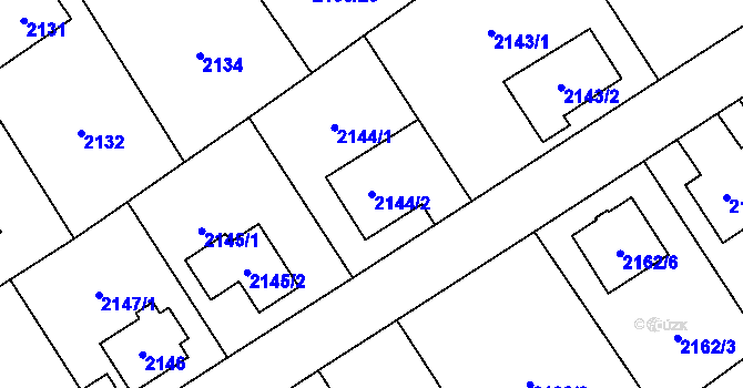 Parcela st. 2144/2 v KÚ Radotín, Katastrální mapa