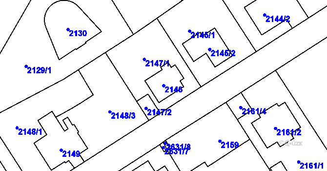 Parcela st. 2146 v KÚ Radotín, Katastrální mapa