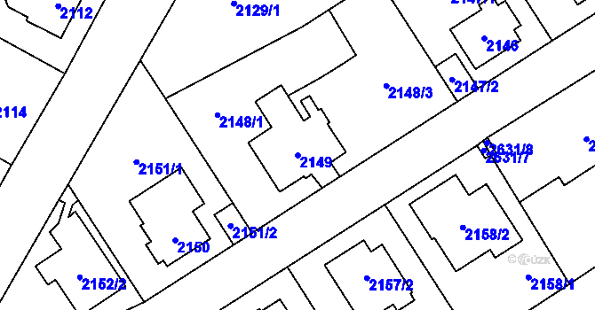 Parcela st. 2149 v KÚ Radotín, Katastrální mapa
