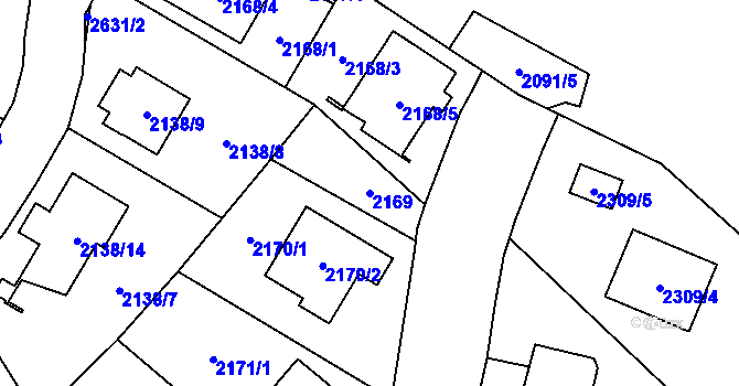 Parcela st. 2169 v KÚ Radotín, Katastrální mapa