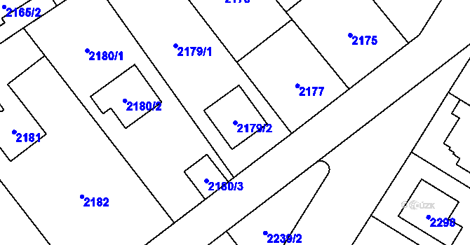 Parcela st. 2179/2 v KÚ Radotín, Katastrální mapa