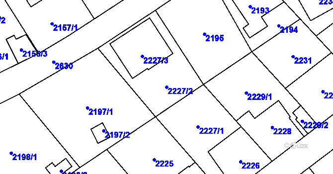 Parcela st. 2227/2 v KÚ Radotín, Katastrální mapa