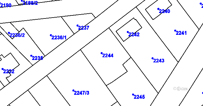 Parcela st. 2244 v KÚ Radotín, Katastrální mapa