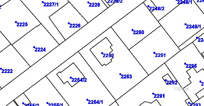 Parcela st. 2252 v KÚ Radotín, Katastrální mapa