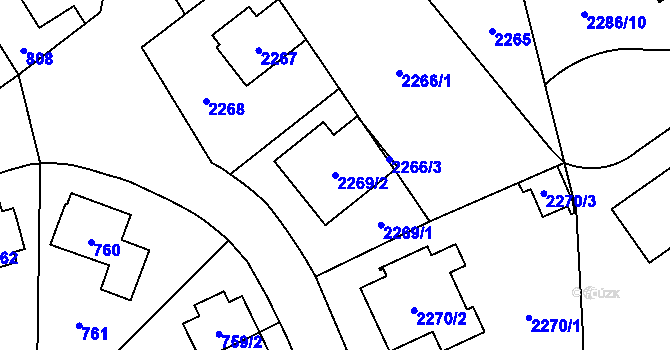 Parcela st. 2269/2 v KÚ Radotín, Katastrální mapa