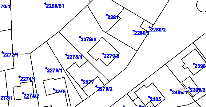 Parcela st. 2279/2 v KÚ Radotín, Katastrální mapa