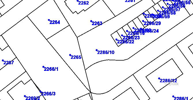 Parcela st. 2286/10 v KÚ Radotín, Katastrální mapa