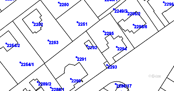Parcela st. 2292 v KÚ Radotín, Katastrální mapa