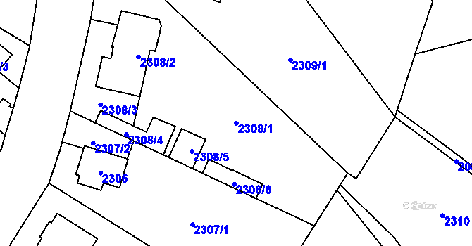 Parcela st. 2308/1 v KÚ Radotín, Katastrální mapa