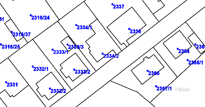 Parcela st. 2334/2 v KÚ Radotín, Katastrální mapa