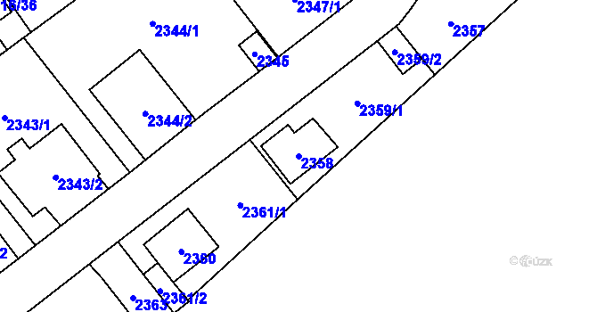 Parcela st. 2358 v KÚ Radotín, Katastrální mapa
