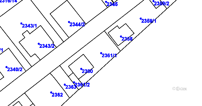 Parcela st. 2361/1 v KÚ Radotín, Katastrální mapa