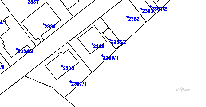 Parcela st. 2365 v KÚ Radotín, Katastrální mapa