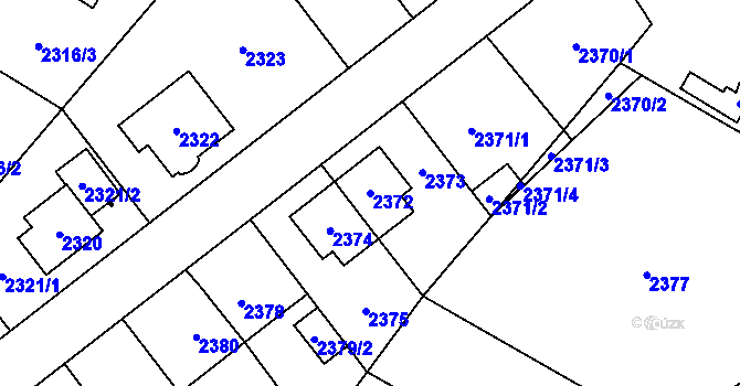 Parcela st. 2372 v KÚ Radotín, Katastrální mapa