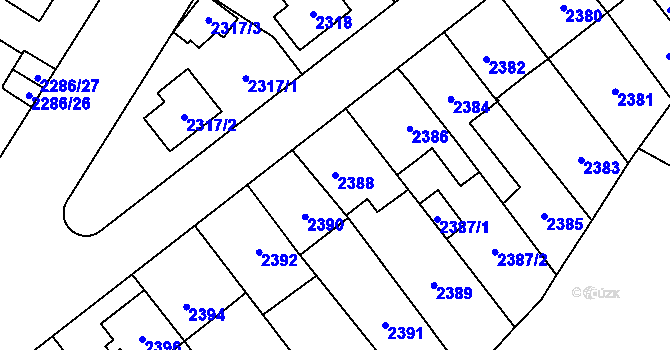Parcela st. 2388 v KÚ Radotín, Katastrální mapa