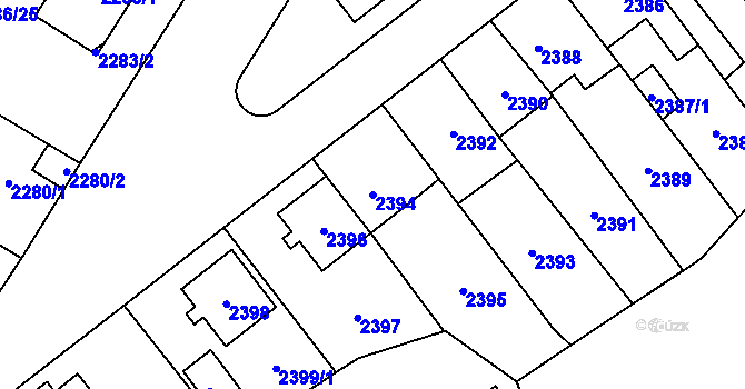 Parcela st. 2394 v KÚ Radotín, Katastrální mapa