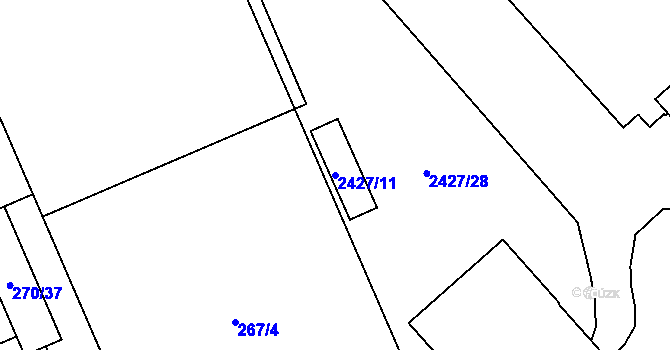 Parcela st. 2427/11 v KÚ Radotín, Katastrální mapa